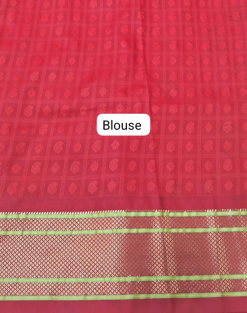 Navy Blue Paithani Silk Saree Blouse