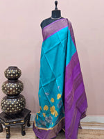 Sky Blue Plain Pure Tussar Saree 