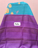 Sky Blue Plain Pure Tussar Saree pallu