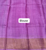 Sky Blue Plain Pure Tussar Saree blouse