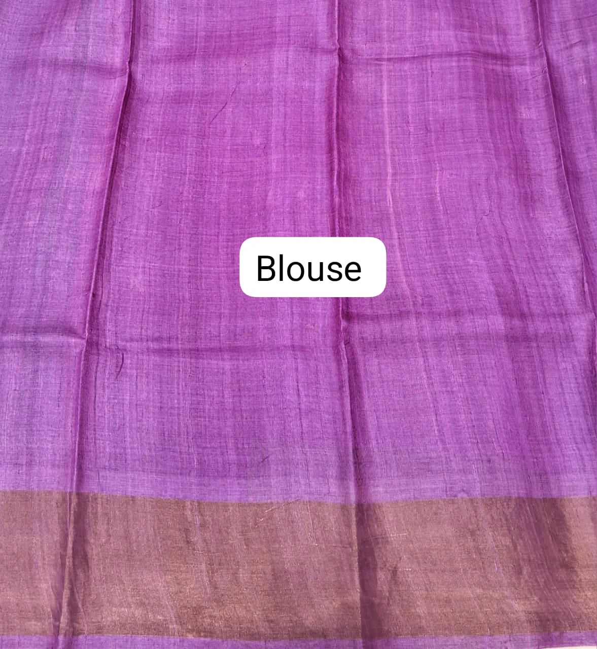 Sky Blue Plain Pure Tussar Saree blouse