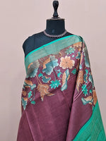 Rust Maroon Plain Pure Tussar Saree 1