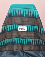 Teal Blue Pure Tussar Saree pallu