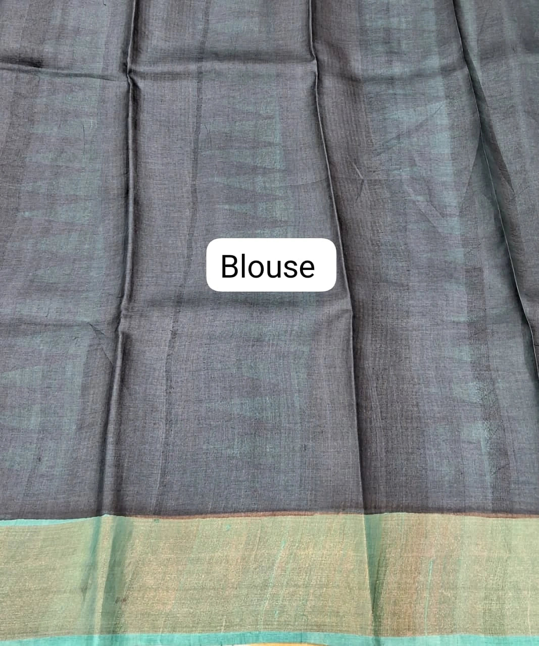 Teal Blue Pure Tussar Saree blouse