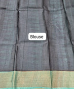 Teal Blue Pure Tussar Saree blouse