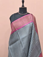 Grey Pure Tussar Saree 1