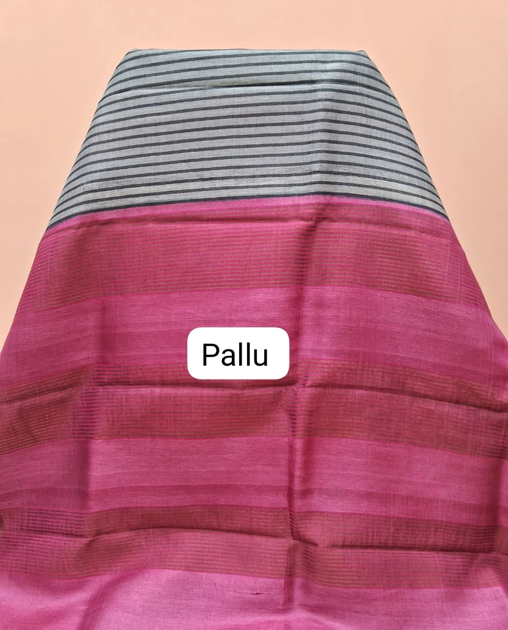 Grey Pure Tussar Saree pallu