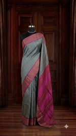 Grey Pure Tussar Saree 