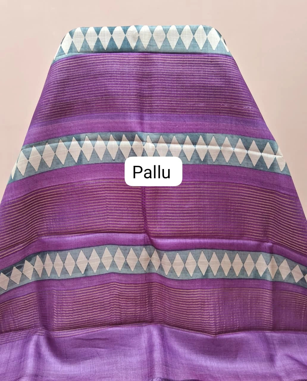Teal Green Plain Pure Tussar Saree pallu