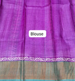 Teal Green Plain Pure Tussar Saree blouse