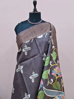 Walnut Brown Pure Tussar Saree 1