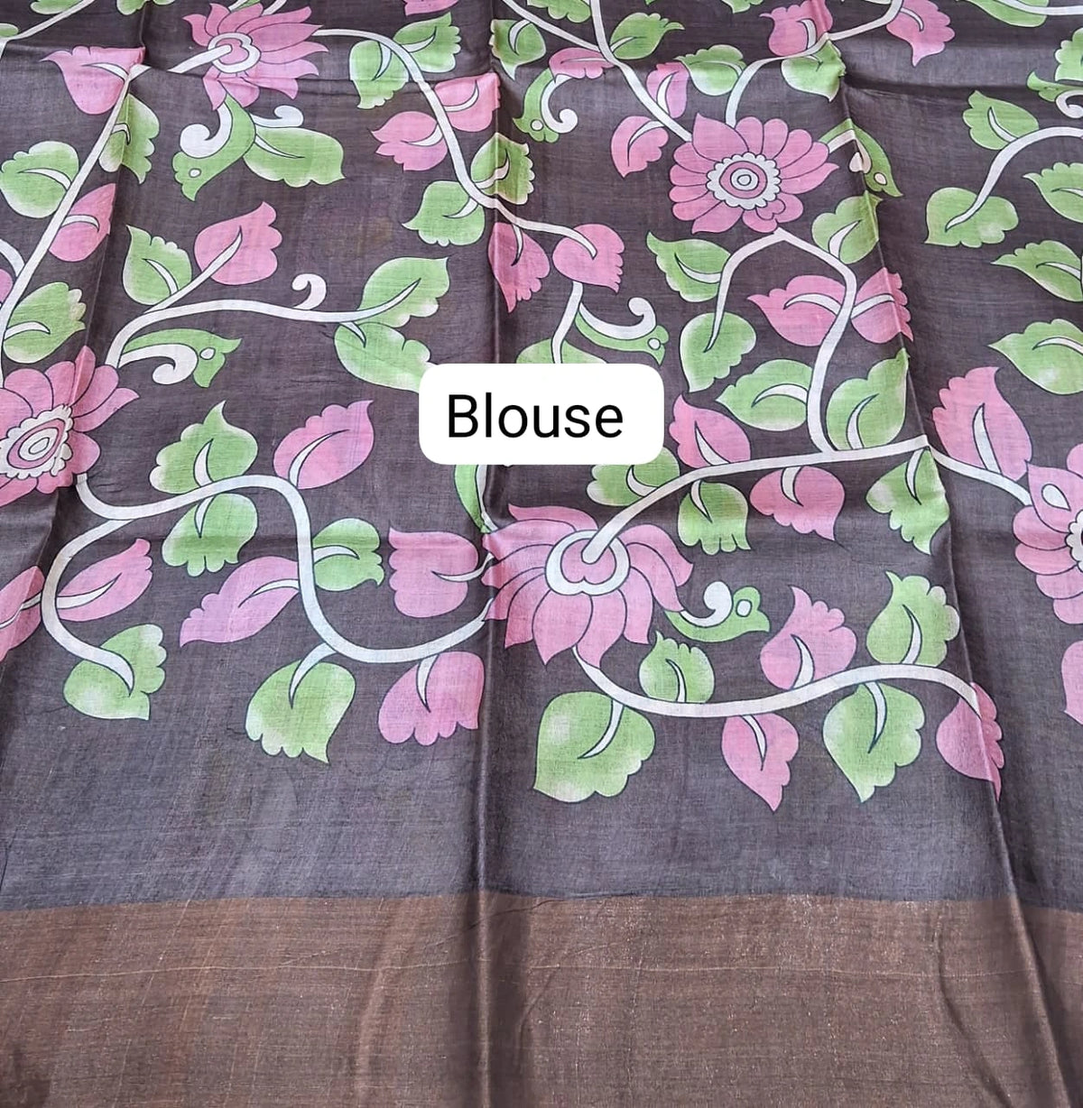 Walnut Brown Pure Tussar Saree Blouse