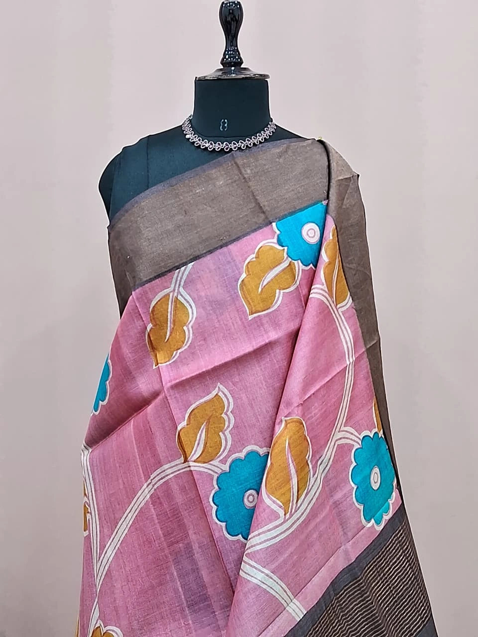 Peach Pure Tussar Saree 1
