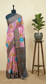 Peach Pure Tussar Saree
