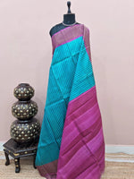 Teal Blue Pure Tussar Saree