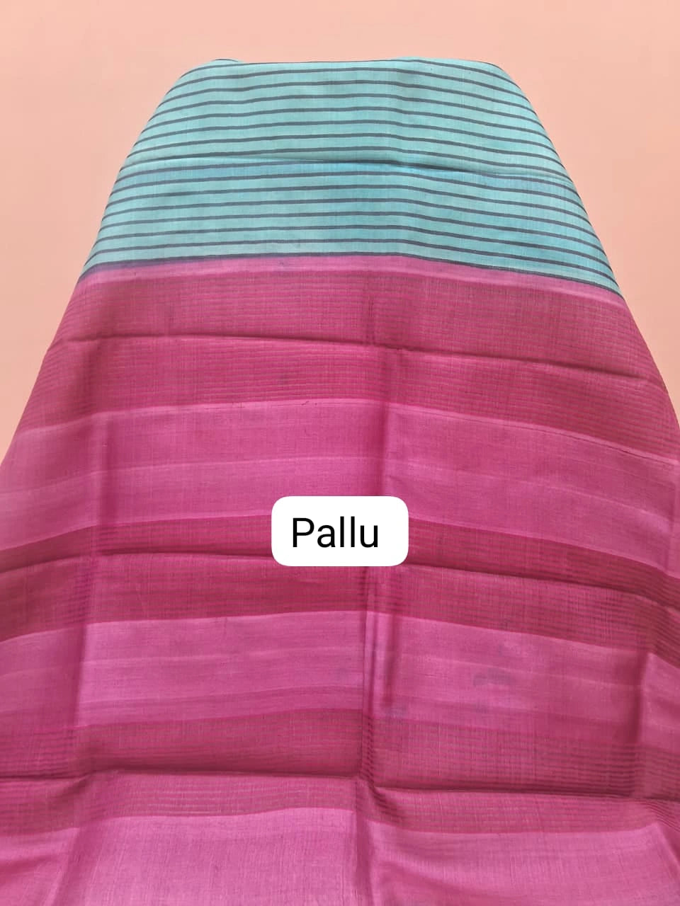 Teal Blue Pure Tussar Saree pallu