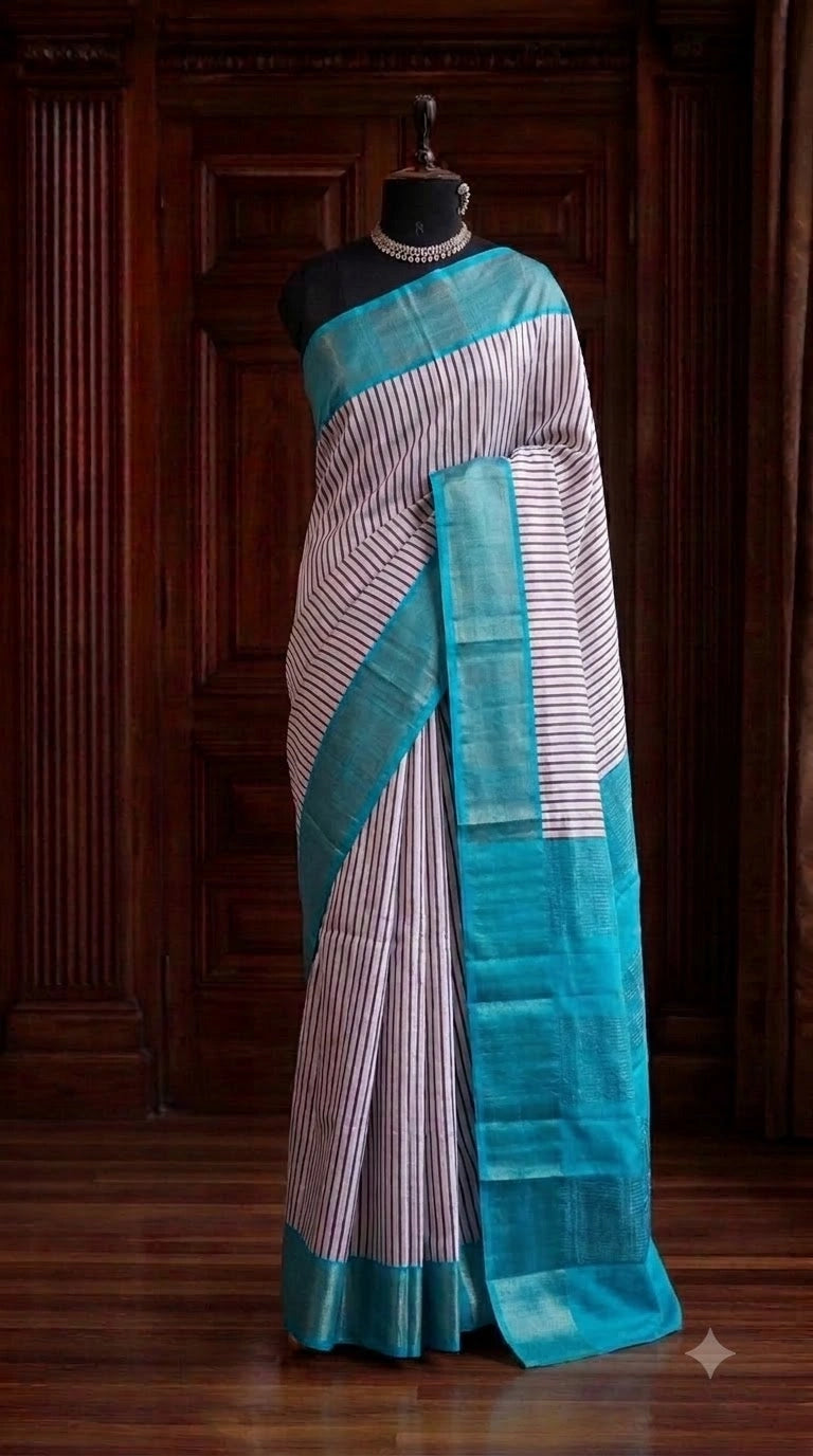 Off-White Pure Tussar Saree