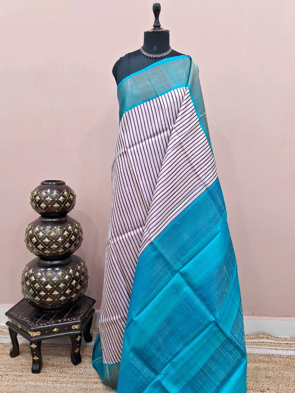 Off-White Pure Tussar Saree