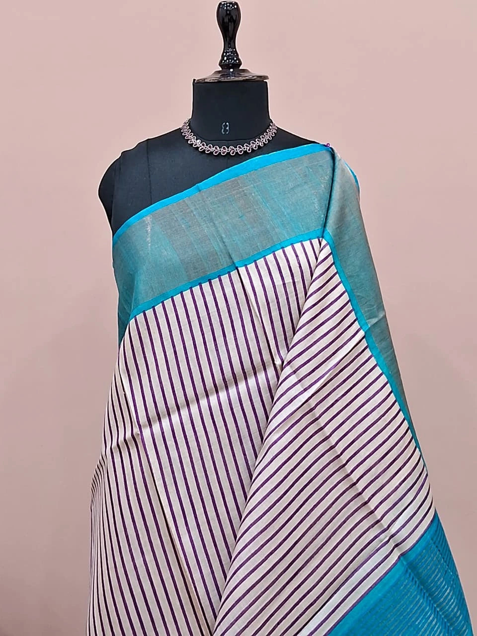Off-White Pure Tussar Saree 1