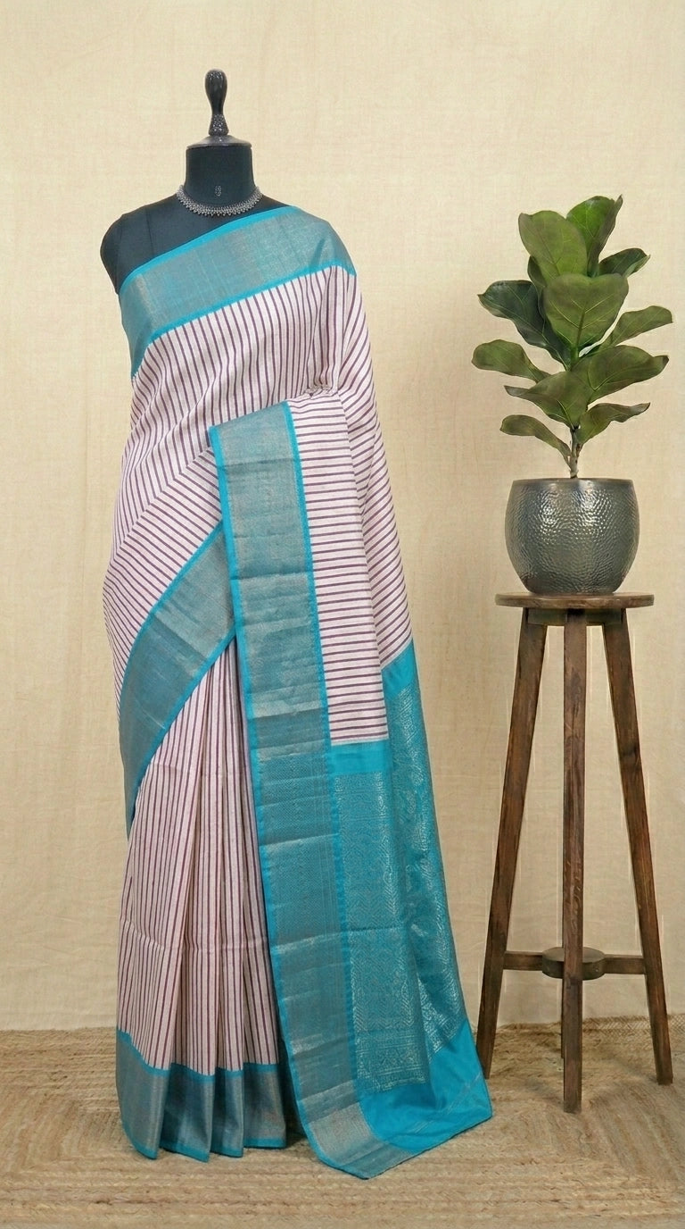 Off-White Pure Tussar Saree