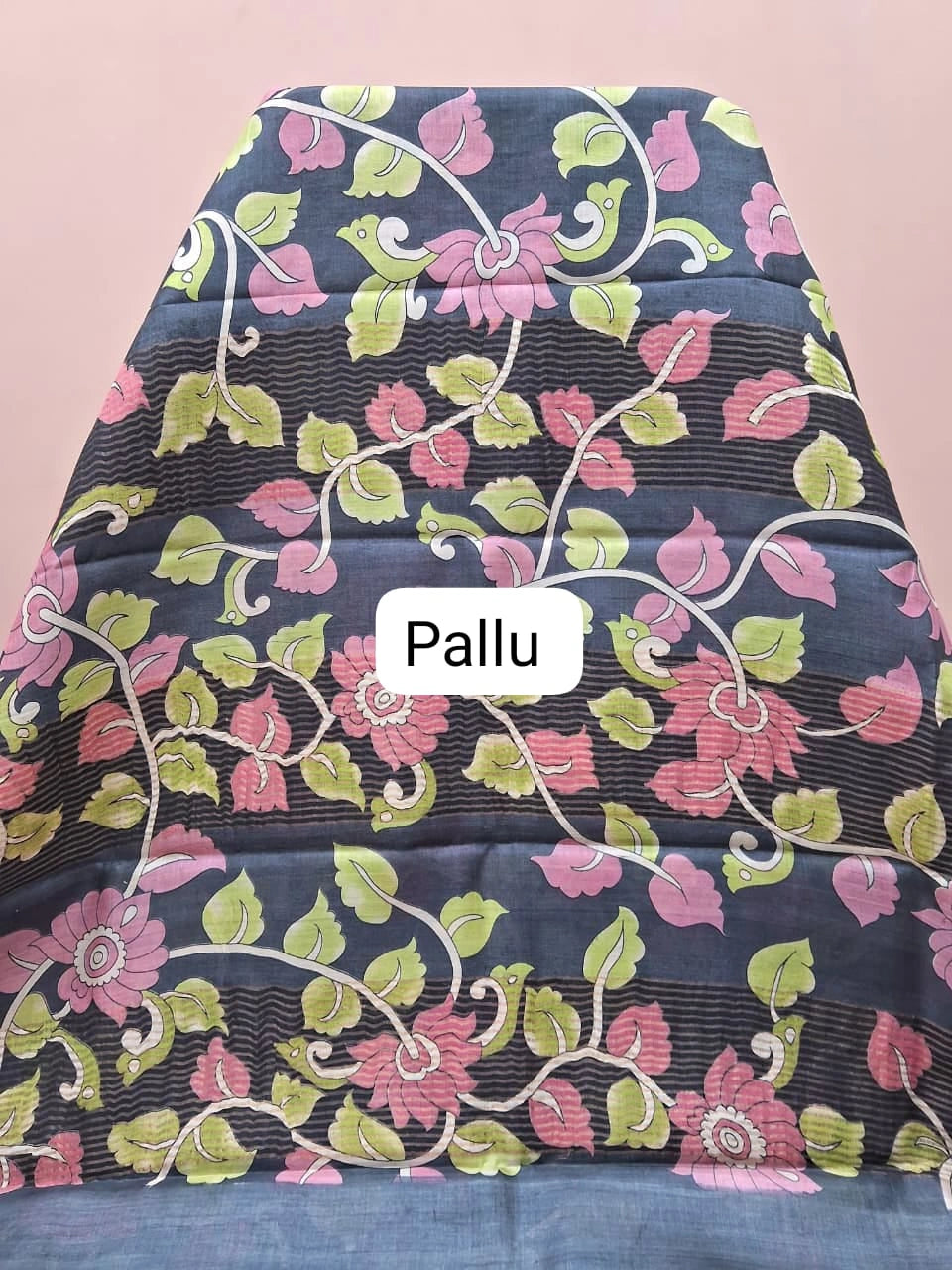 Rose Pink Pure Tussar Saree pallu