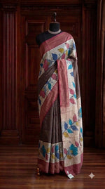 Coffee Brown Pure Tussar Saree 