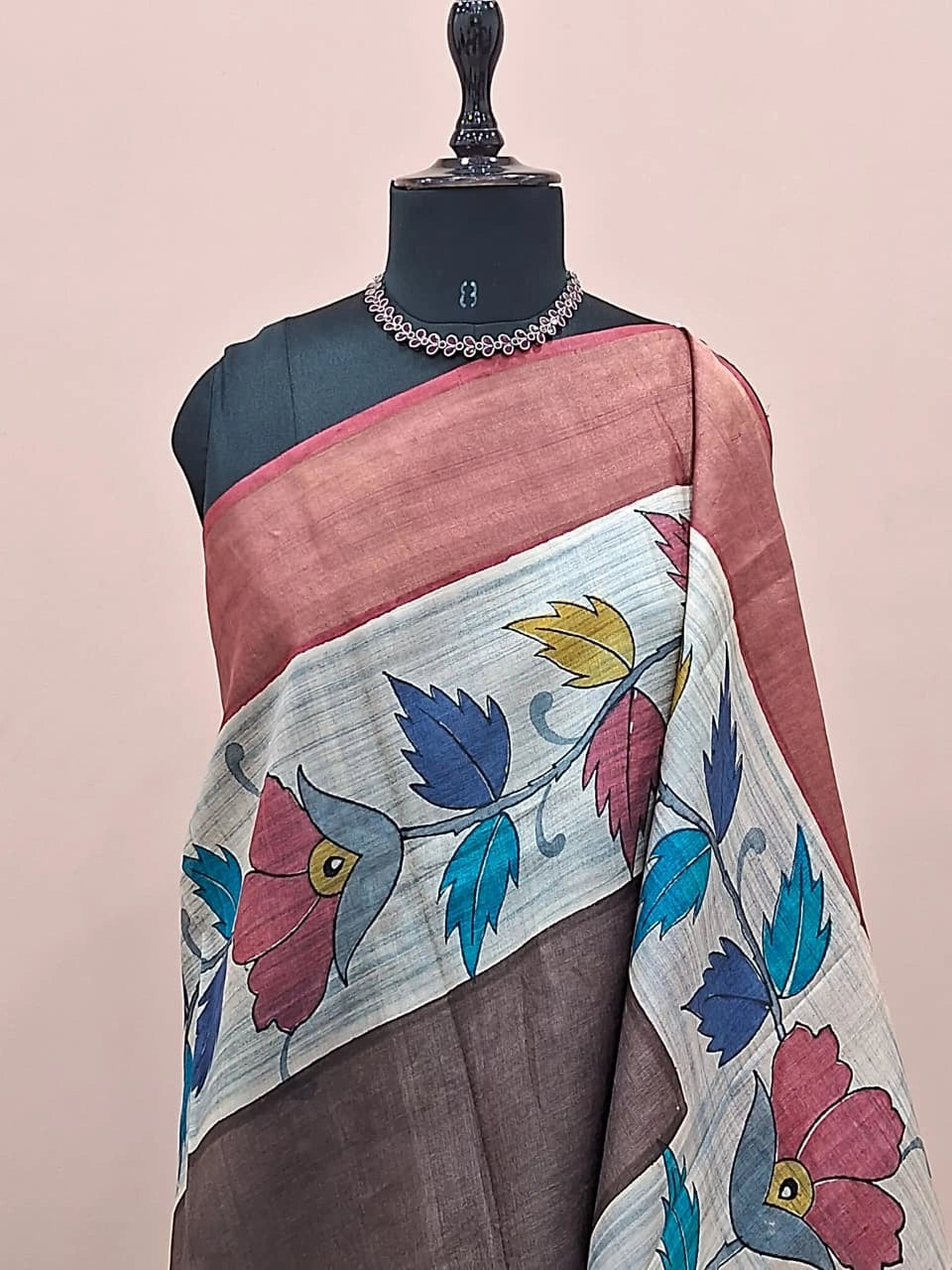 Coffee Brown Pure Tussar Saree 1