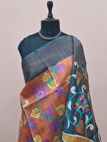 Orange Pure Tussar Saree 1