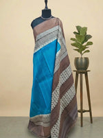 Sky Blue plain Pure Tussar Saree