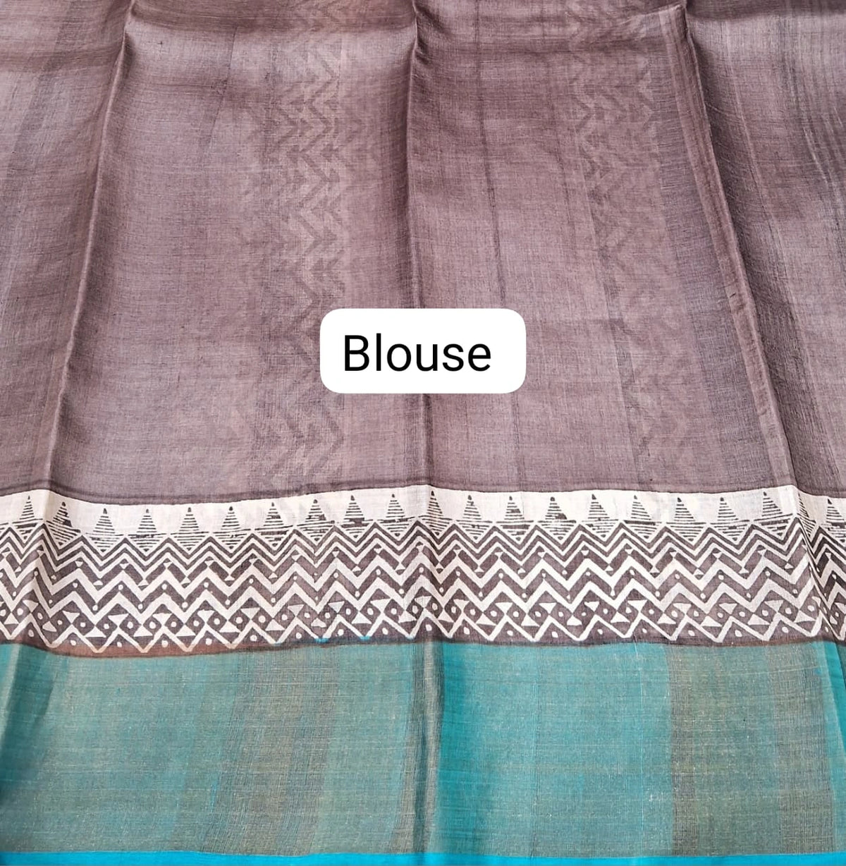 Sky Blue plain Pure Tussar Saree Blouse