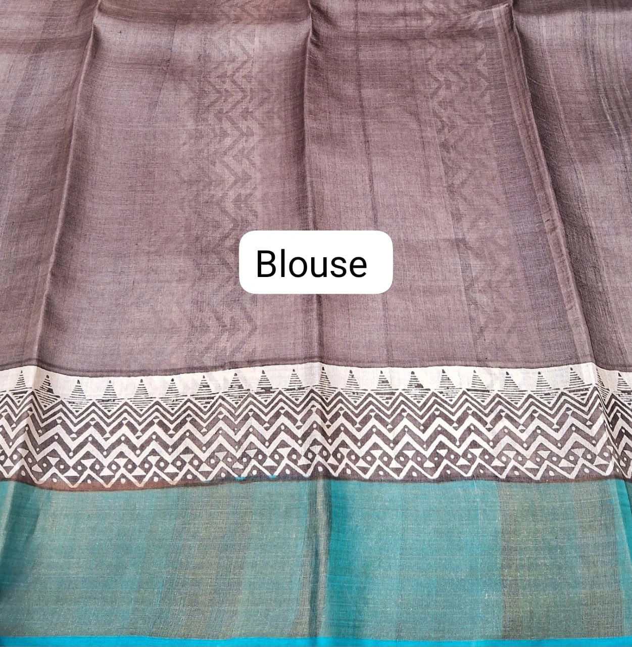 Sky Blue plain Pure Tussar Saree Blouse