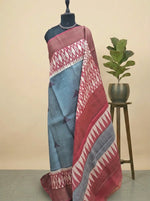 Grey Pure Tussar Saree 