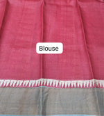 Grey Pure Tussar Saree  Blouse