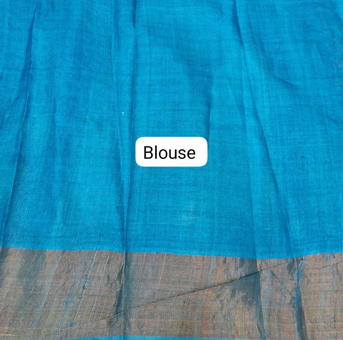 Baby Pink, Peach, and Sky Blue Pure Tussar Saree Blouse