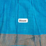 Baby Pink, Peach, and Sky Blue Pure Tussar Saree Blouse