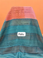 Baby Pink, Peach, and Sky Blue Pure Tussar Saree Pallu