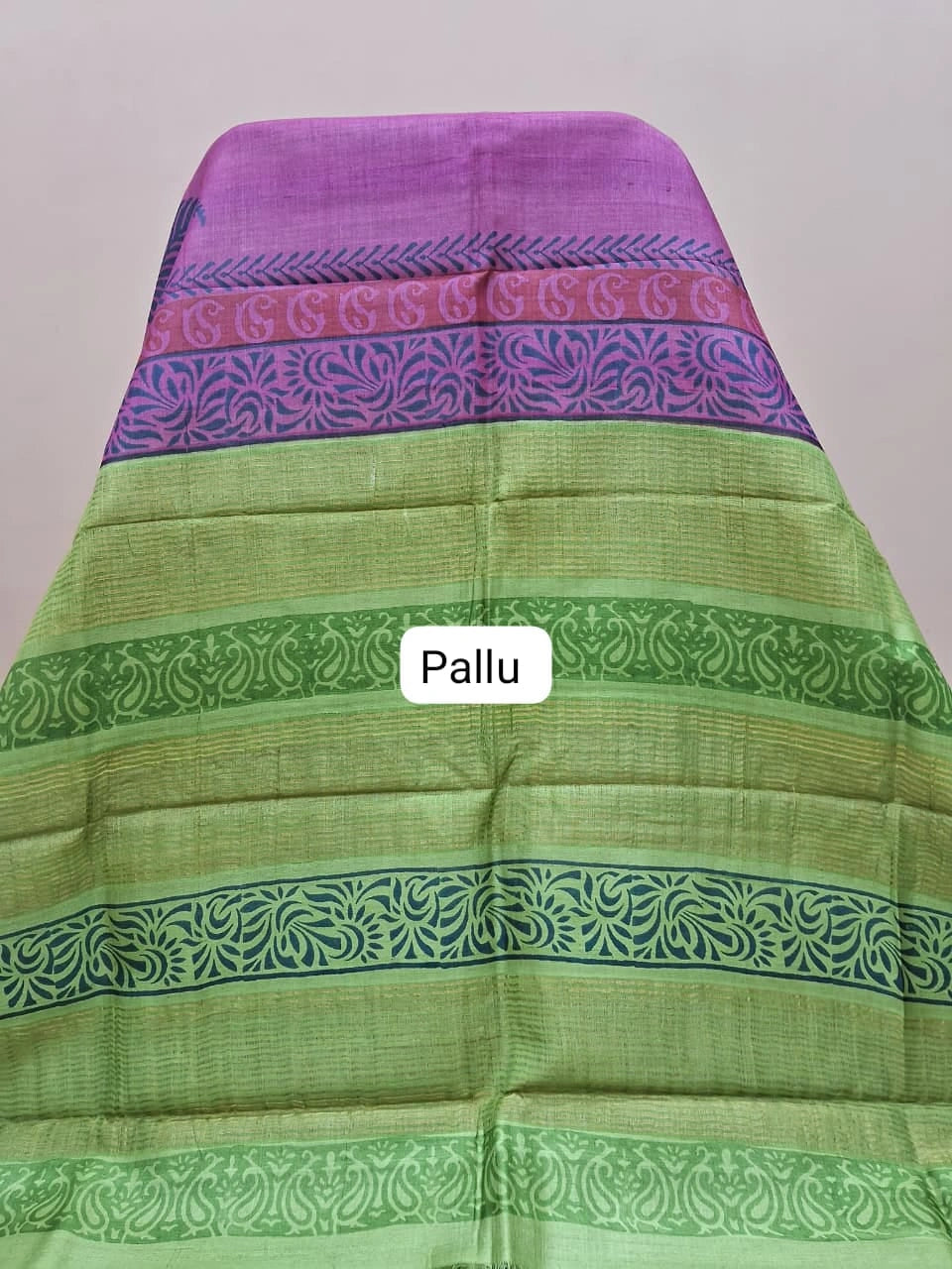 Pink Pure Tussar Saree Pallu