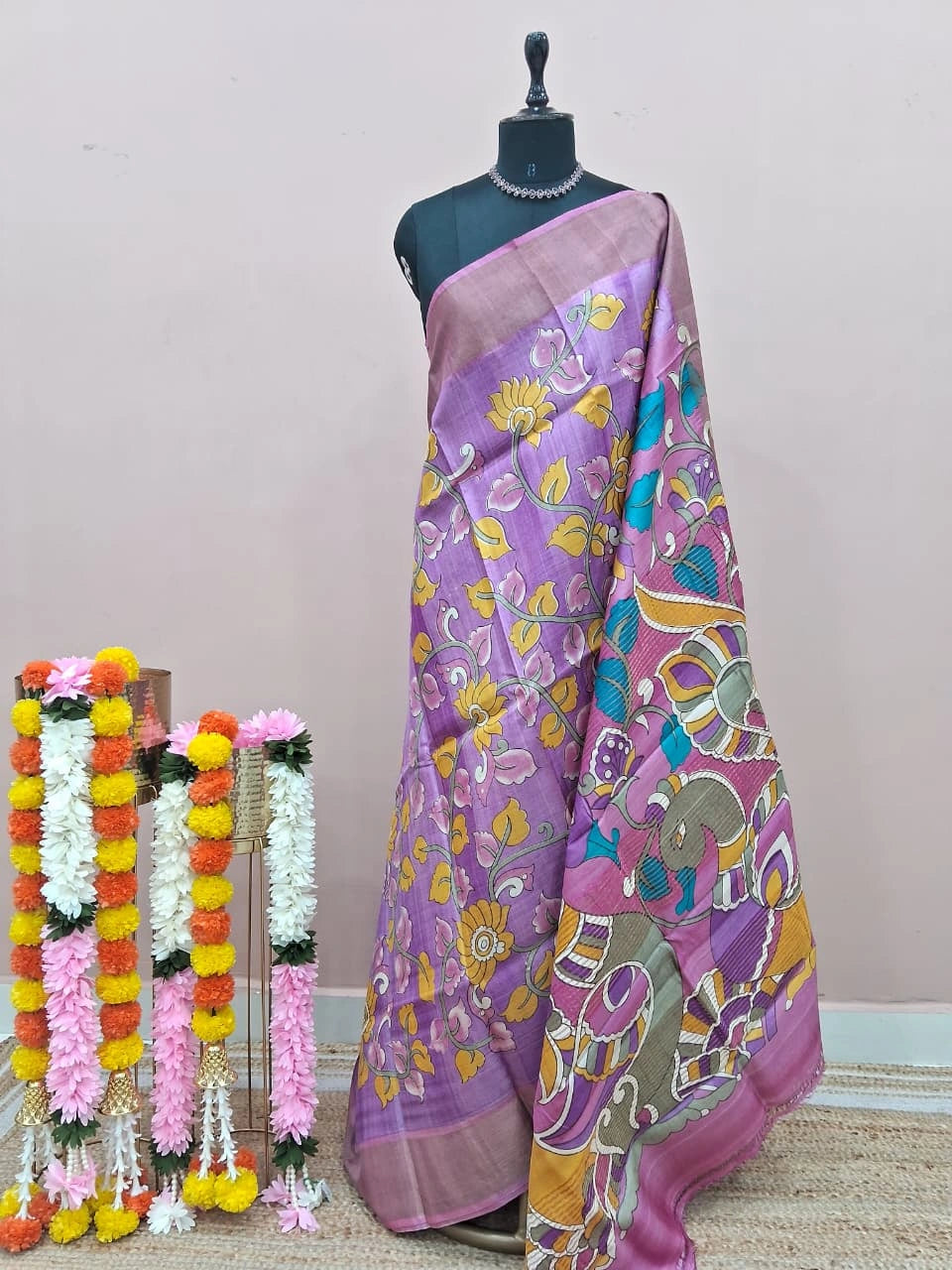 Lavender Pure Tussar Saree 