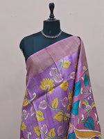 Lavender Pure Tussar Saree 1