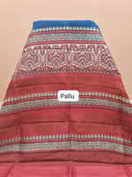 Navy Blue Plain Pure Tussar Saree Pallu