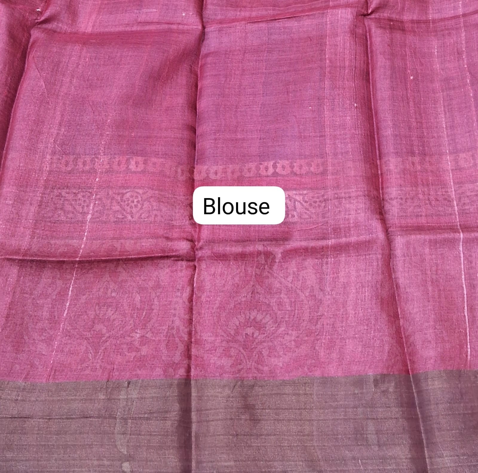 Navy Blue Plain Pure Tussar Saree Blouse