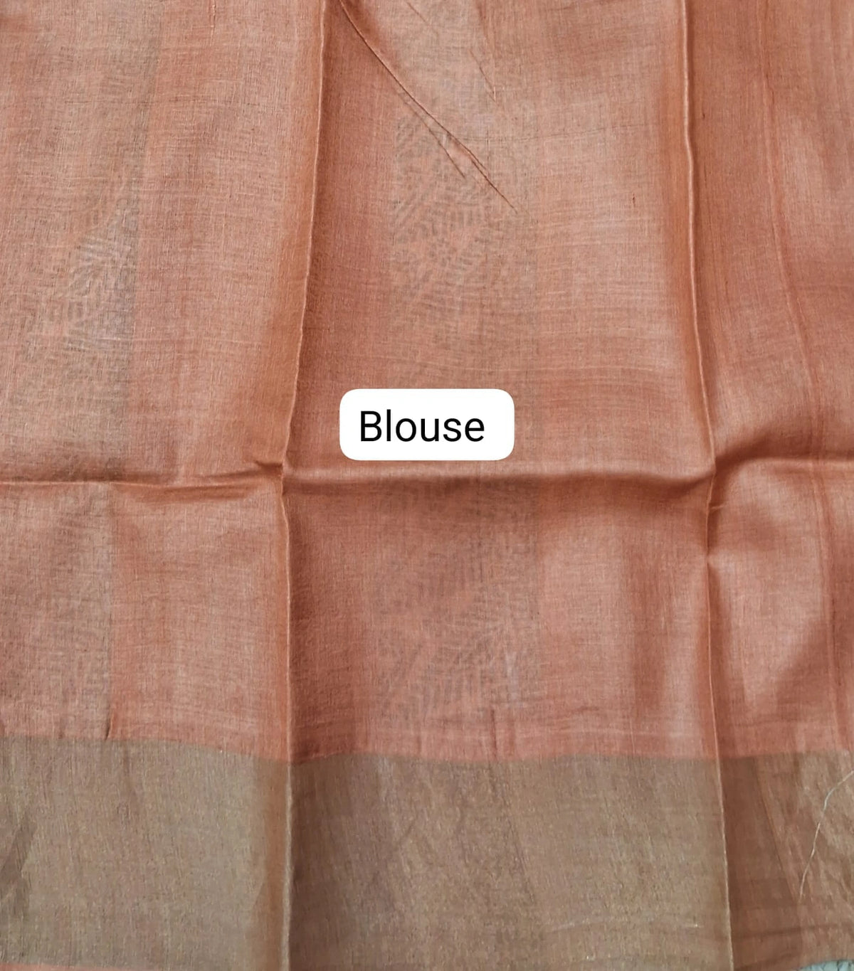 Olive Green Plain Pure Tussar Saree blouse