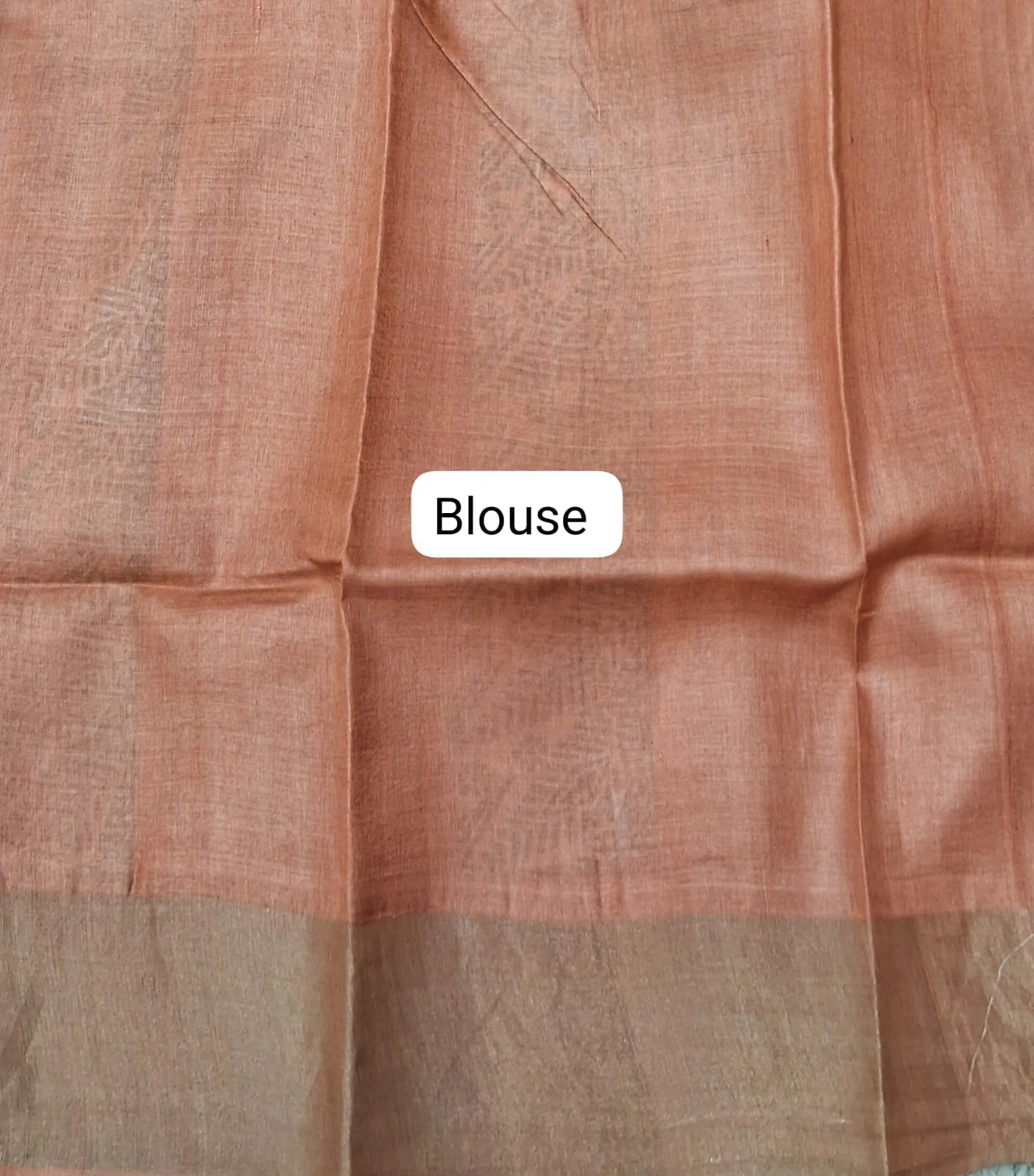 Olive Green Plain Pure Tussar Saree blouse