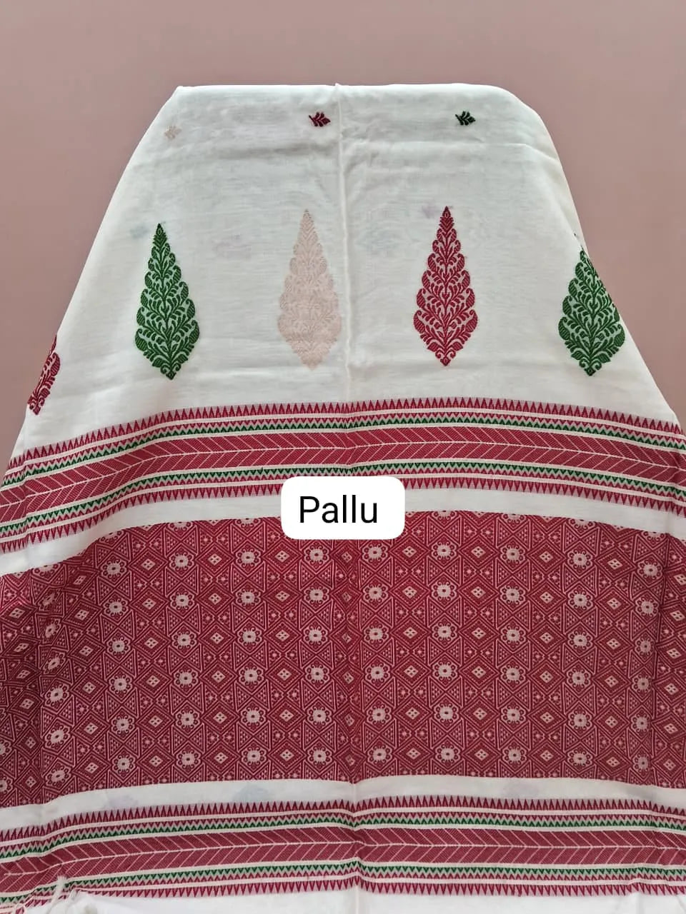 White Pure Tussar Saree Pallu