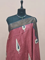 Brick Red Pure Tussar Saree 1