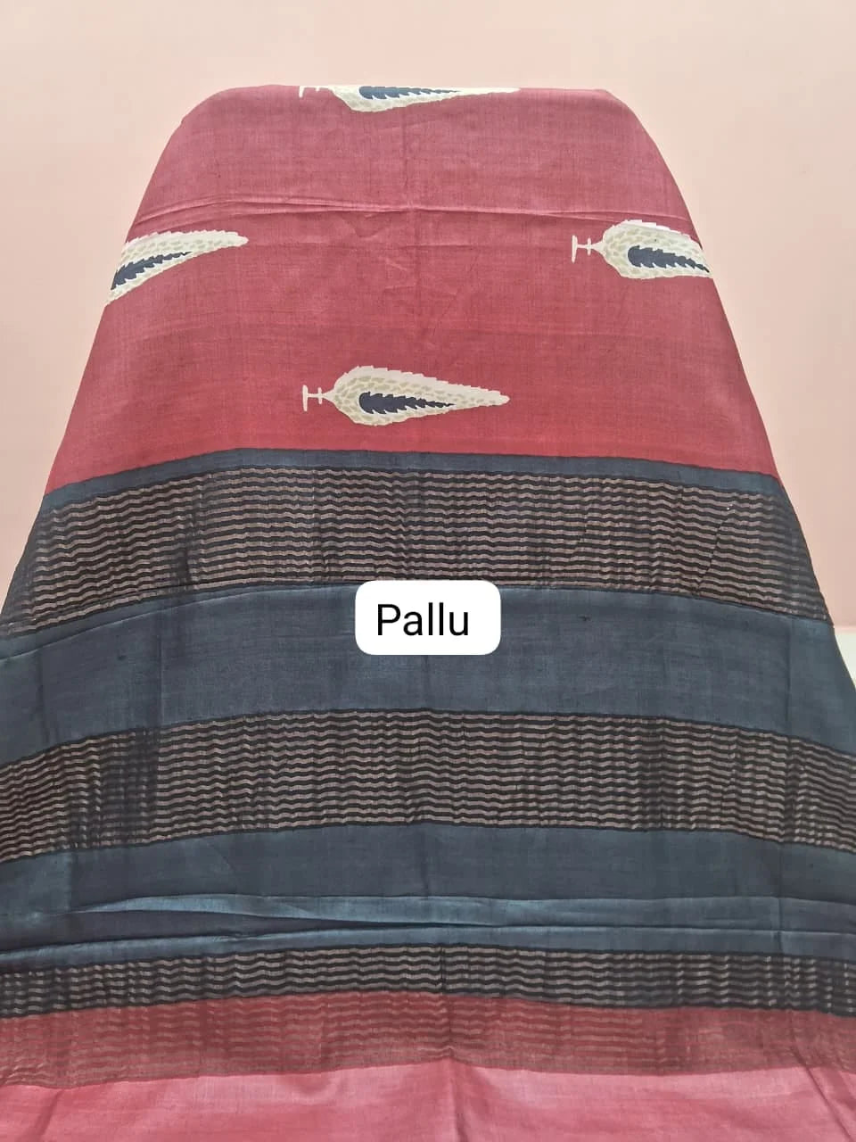 Brick Red Pure Tussar Saree Pallu
