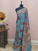 Metal Grey Pure Tussar Saree