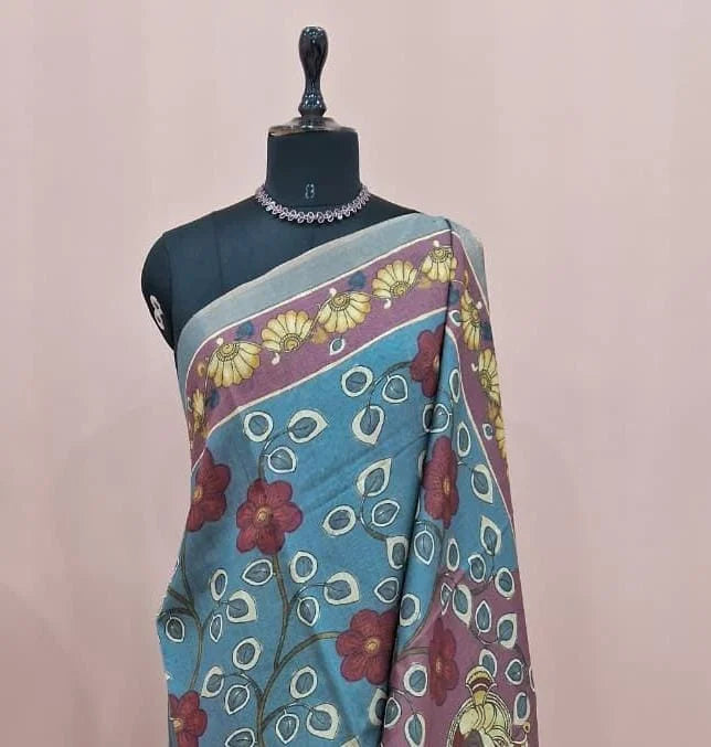 Metal Grey Pure Tussar Saree 1