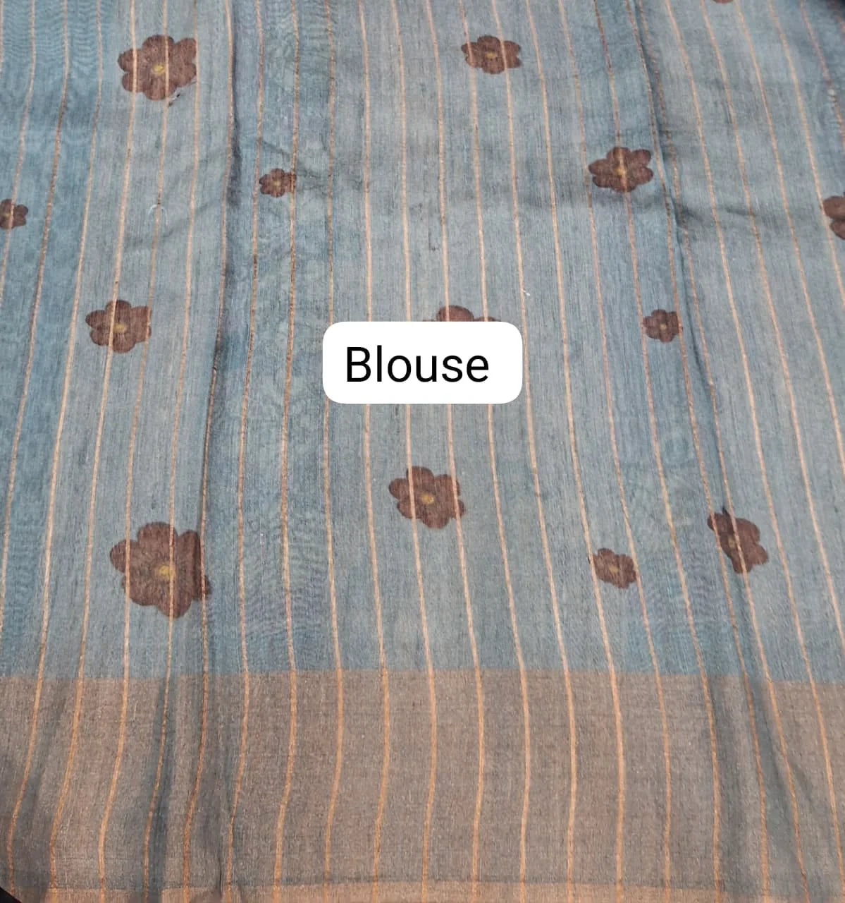 Metal Grey Pure Tussar Saree Bouse