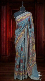Metal Grey Pure Tussar Saree